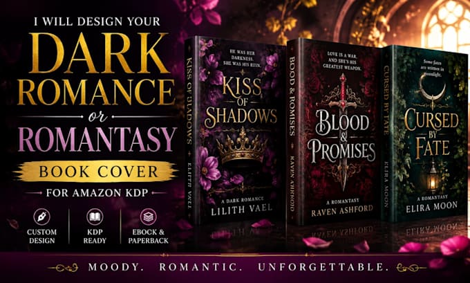 design your dark romance or romantasy book cover for amazon