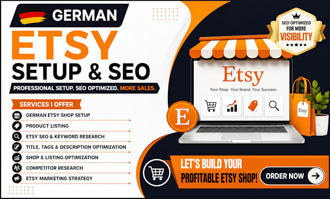 do german etsy setup, etsy listing, german etsy SEO, and store optimization
