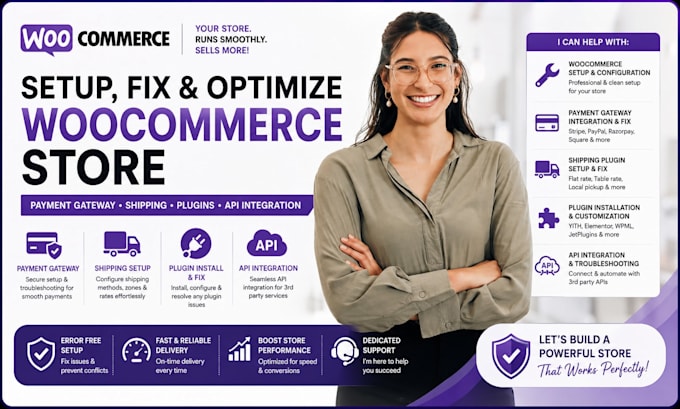 setup fix woocommerce store payment gateway shipping plugins and api integration