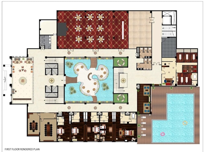 design site plan layout,cad presentation plan, luxury apartment resort,courtyard