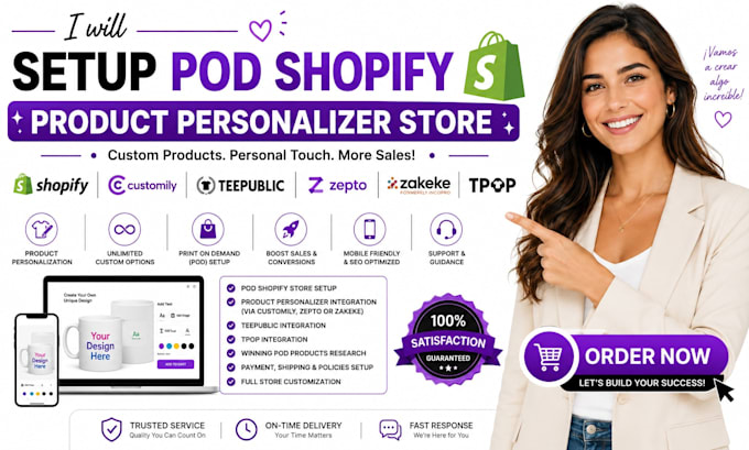 setup pod shopify product personalizer via customily teepublic zepto zakeke tpop