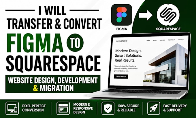 transfer convert figma to squarespace website design development and migration