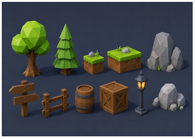 create stylized, low poly models, game props or asset packs