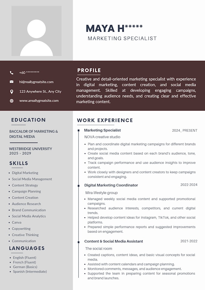 design a professional CV resume