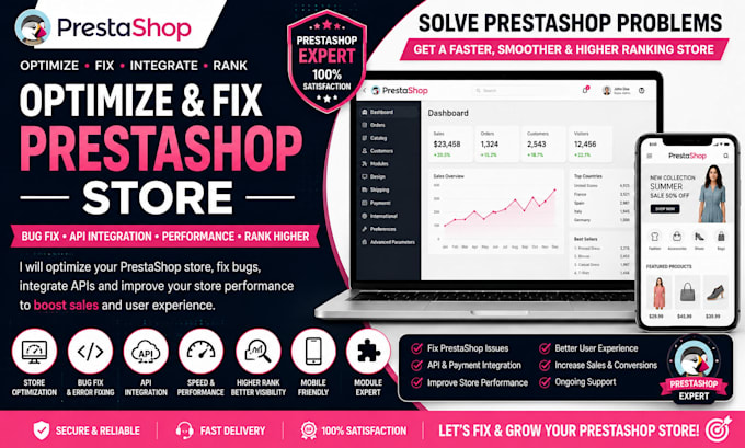 optimize prestashop store api integration bug fix rank SEO prestashop problem