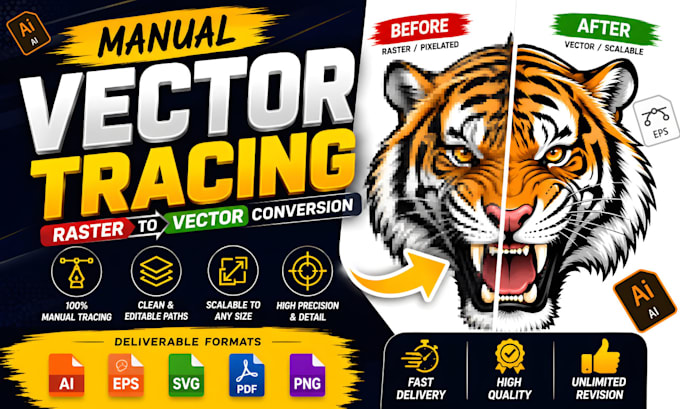 do manual vector tracing and raster to vector conversion