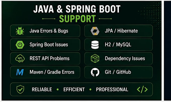 fix java spring boot bugs, errors, apis, maven and gradle issues