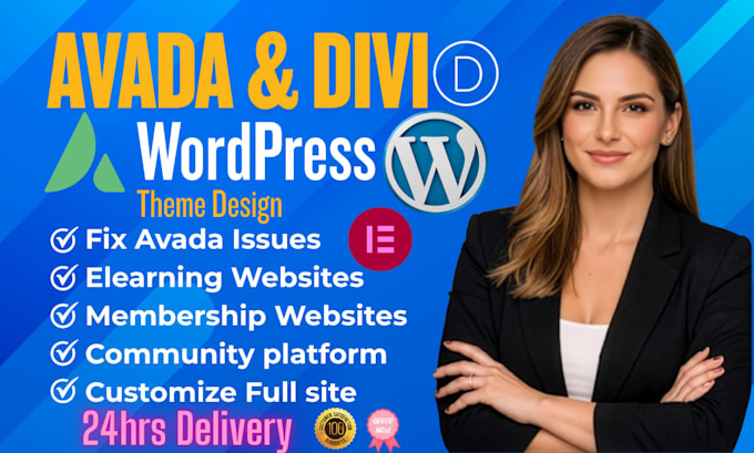 build, customize or redesign avada wordpress website with avada theme and divi