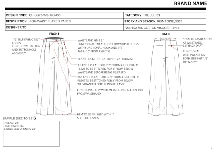 make a techpack for womenswear or menswear