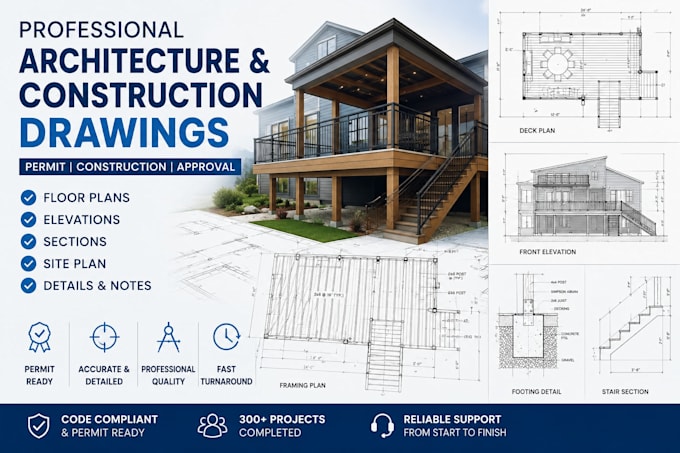 design deck drawing blueprint for construction permit