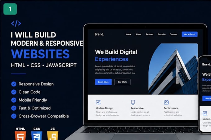 build a responsive website using HTML CSS and javascript
