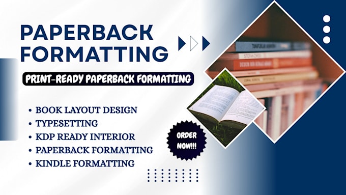 do book formatting, paperback formatting, KDP publishing