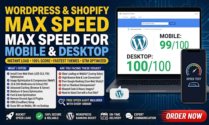 do shopify wordpress speed optimization increase speedup for mobile and desktop