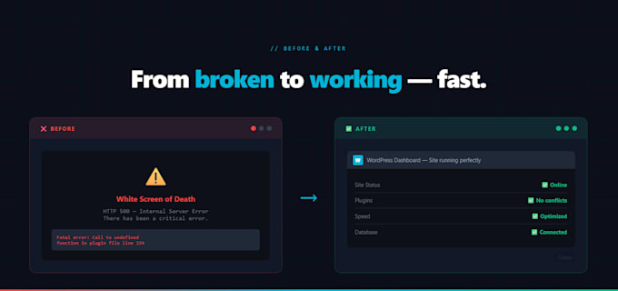 fix wordpress errors, white screen and plugin conflicts fast