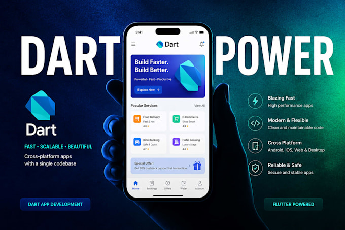 develop a flutter mobile app for android and ios