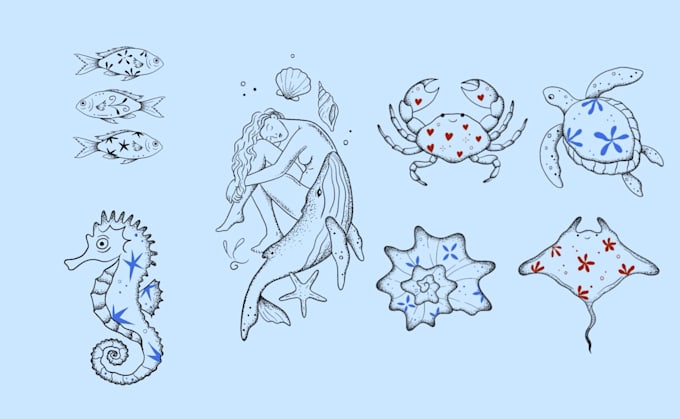 design your cute adorable whimsical line art tattoo