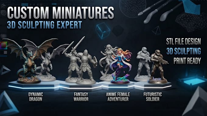 create custom 3d miniatures and printable stl file