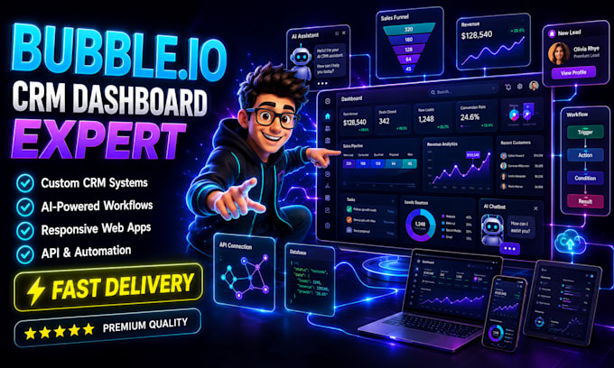 build bubble io web app, CRM, saas and ai chatbot