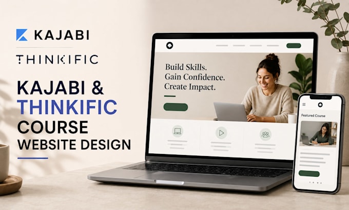 build a high converting kajabi course website or thinkific course website
