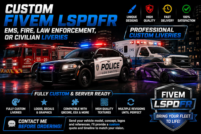 make high quality custom fivem livery designs for lspdfr