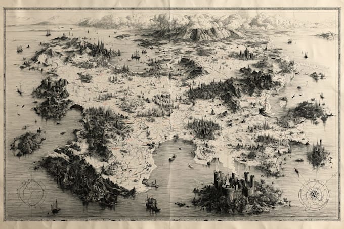 create event, tourist, and fantasy map illustration