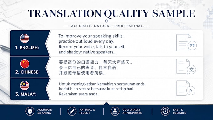 translate your english, malay, and chinese documents as needed