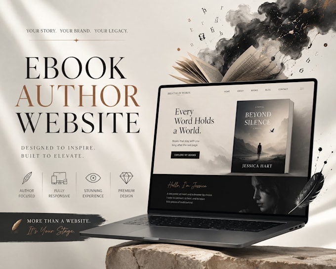 design a professional author website, ebook website, author landing page