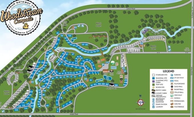 design vector maps, rv park, campground, resort maps and event map