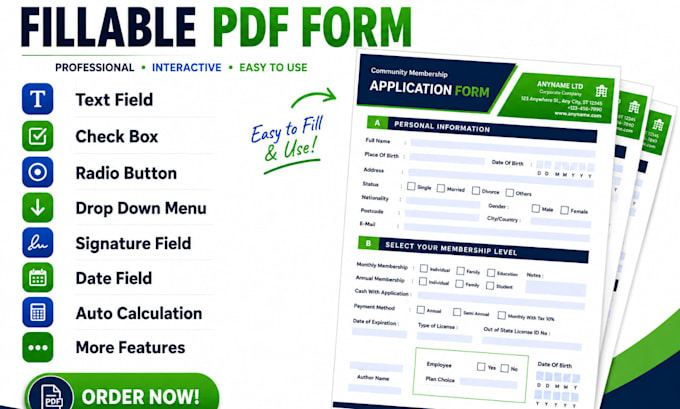 create interactive dynamic fillable PDF form editable PDF in adobe acrobat