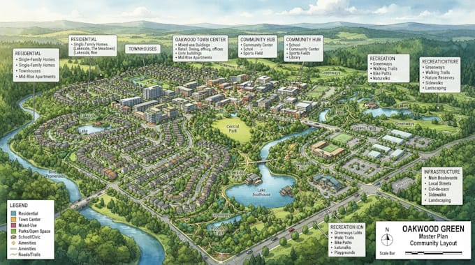 design real estate master plan, land development and community layout
