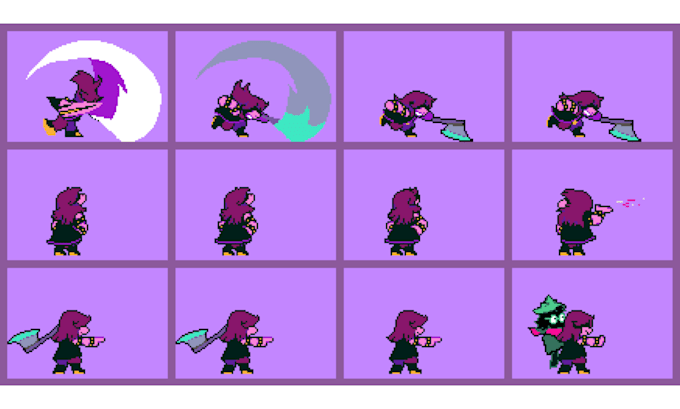 create undertale and deltarune style character, battle and overworld sprites