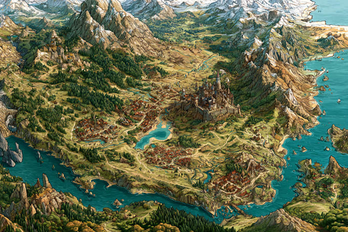 draw map illustration map design fantasy map illustration