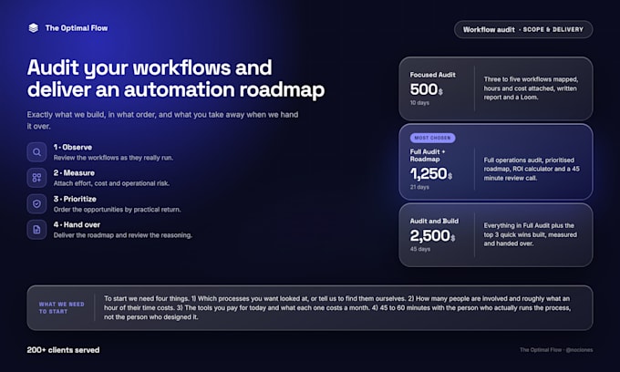 audit your workflows and deliver an automation roadmap