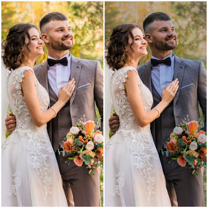 professionally colour grade and correct wedding photos