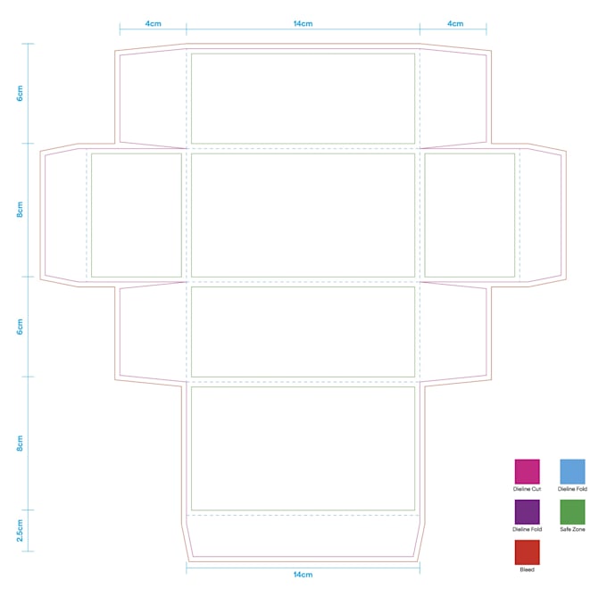 create custom box packaging dieline cut lines and design