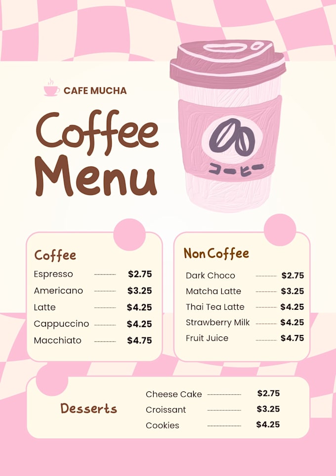 design an attractive restaurant menu or coffee menu using canva