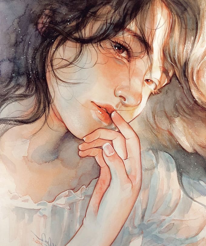 draw watercolor portrait illustration