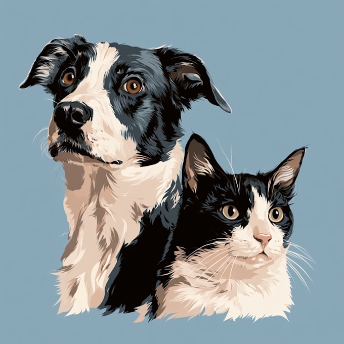 draw dog cat pet portrait vector illustration