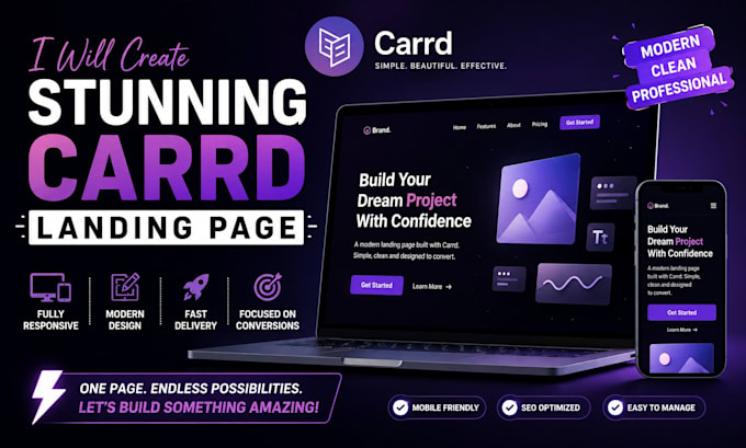 create a modern responsive carrd landing page website