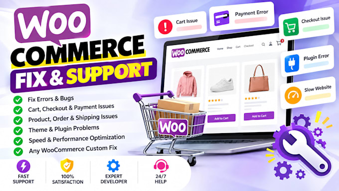 fix woocommerce bugs, errors, cart, checkout and payment issues