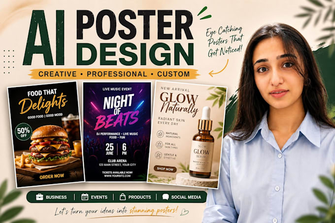 design eye catching ai posters for your business