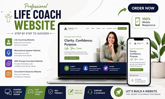 design wordpress life coaching website speaker aba therapy consultant website