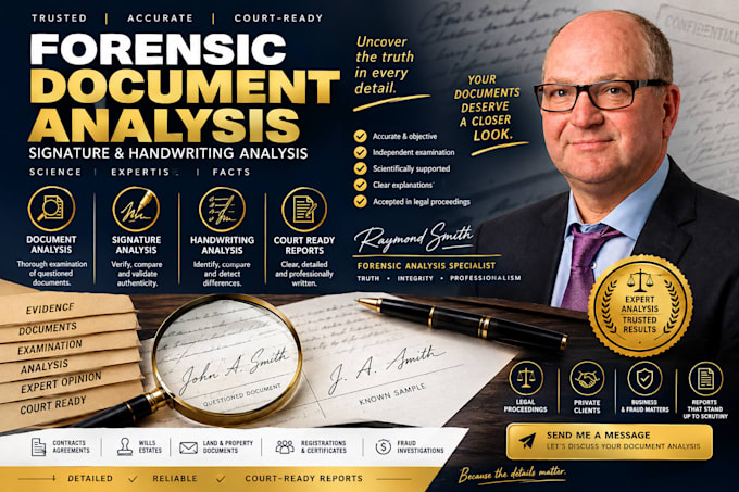 do forensic document analysis, forged signature and handwriting analysis, report
