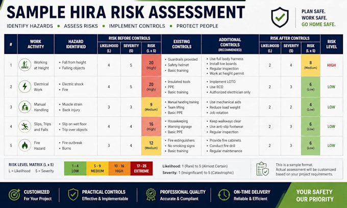 create a professional hira risk assessment