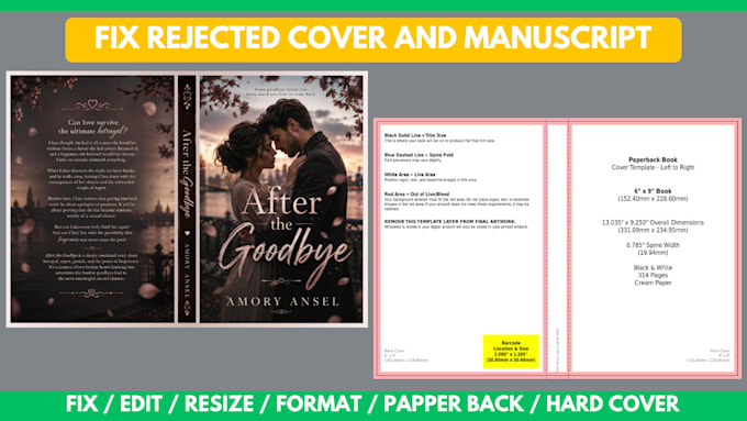 fix, edit, resize, format rejected book cover and manuscript for KDP