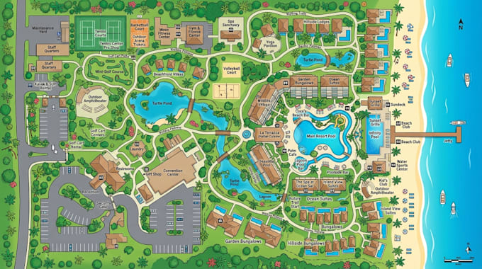 create wayfinding, visitor, campground, route and resort map
