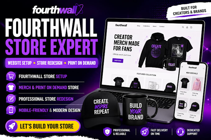 design fourth wall website setup fourthwall store redesign merch print on demand