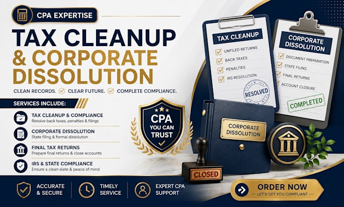 provide CPA tax cleanup and corporate dissolution services
