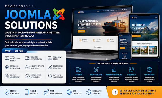 logistics research tour operator industrial  technology joomla website design