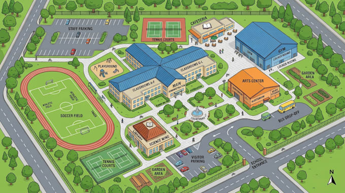 design professional custom campus, school, park and property maps